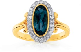 9ct-London-Blue-Topaz-Diamond-Halo-Ring on sale