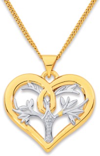 9ct-Two-Tone-Diamond-Set-Tree-of-Life-Pendant on sale