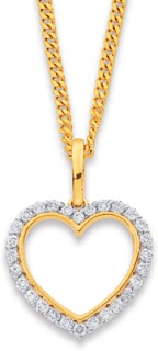 9ct+Heart+Diamond+Halo+Pendant