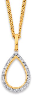 9ct+Pear+Diamond+Halo+Pendant