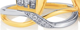 9ct+Two+Tone+Gold+Diamond+Crossover+Ring