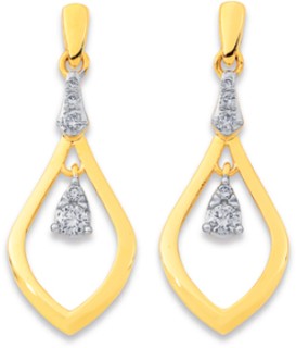 9ct+Hanging+Pear+Drop+Diamond+Earrings