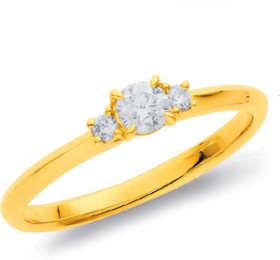 9ct+3+Stone+Diamond+Ring