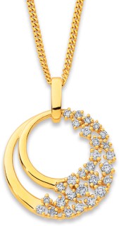 9ct+Round+Scattered+Diamond+Pendant