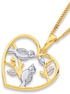 9ct%2C+Diamond+Bird+on+Branch+Pendant