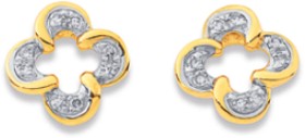 9ct%2C+Diamond+Set+Clover+Earrings