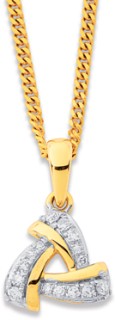 9ct+Triangle+Diamond+Set+Pendant