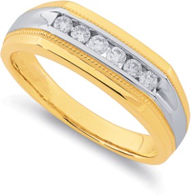 9ct+Two+Tone+Channel+Set+Diamond+Ring