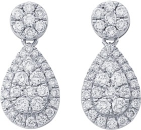 9ct+White+Gold+Diamond+Pear+Drop+Stud+Earrings