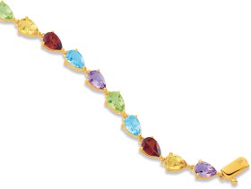 9ct+Multi+Gemstone+Tennis+Bracelet