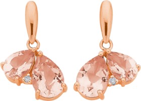 9ct+Rose+Gold+Morganite+and+Diamond+Earrings