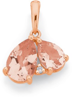 9ct+Rose+Gold+Morganite+and+Diamond+Pendant