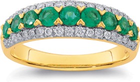 9ct+Emerald+%26amp%3B+Diamond+Ring