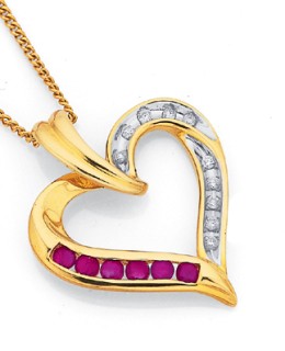 9ct+Ruby+and+Diamond+Pendant