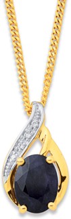 9ct+Black+Sapphire+%26amp%3B+Diamond+Pendant