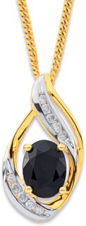 9ct+Sapphire+%26amp%3B+Diamond+Pendant