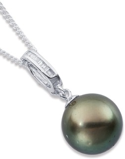 9ct+White+Gold+Tahitian+Pearl+%26amp%3B+Diamond+Enhancer+Pendant