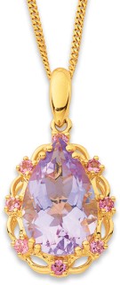 9ct+Pink+Amethyst+%26amp%3B+Tourmaline+Pendant