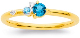 9ct+London+Blue+Topaz+Blue+Topaz+%26amp%3B+Diamond+Ring