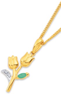 Eliza+9ct+Emerald+%26amp%3B+Diamond+Tulip+Pendant