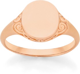 9ct+Rose+Gold+Oval+Signet+Ring