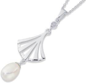 Sterling+Silver+Cubic+Zirconia+%26amp%3B+Freshwater+Pearl+Art+Deco+Fan+Pendant