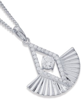 Sterling+Silver+Cubic+Zirconia+Art+Deco+Fan+Pendant