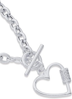 Sterling+Silver+Hollow+Heart+Tbar+With+Cubic+Zirconia+Necklet