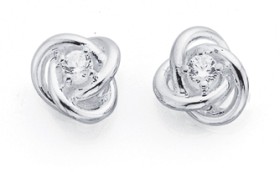 Sterling+Silver+Cubic+Zirconia+Trinity+Knot+Studs