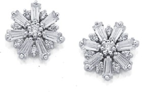 Sterling+Silver+Snowflakes+Cubic+Zirconia+Earrings