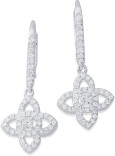 Sterling+Silver+Cubic+Zirconia+Clover+Earrings