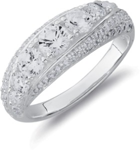 Sterling+Silver+Cubic+Zirconia+Claw+%26amp%3B+Pave+Dress+Band