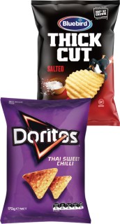 Doritos+Corn+Chips+150-170g+or+Bluebird+Thick+Cut+Potato+Chips+150g