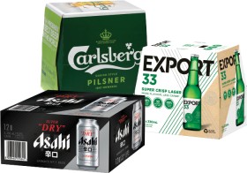 Asahi+Cans%2C+Carlsberg+or+Export+33+Bottles+12+Pack