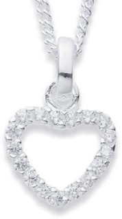 Sterling+Silver+Cubic+Zirconia+Heart+Pendant