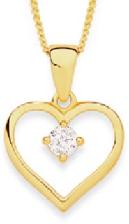 9ct+Cubic+Zirconia+Open+Heart+Pendant