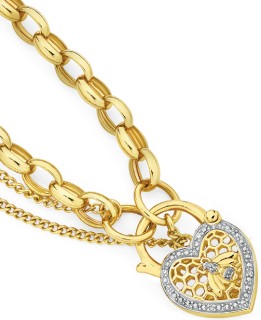 9ct-19cm-Solid-Belcher-Diamond-Padlock-Bracelet on sale