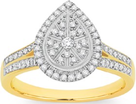 9ct%2C+Diamond+Pear+Cluster+Ring