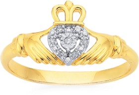 9ct-Diamond-Claddagh-Ring on sale