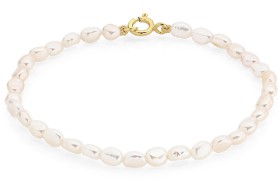 9ct+18.5cm+Keshi+Cultured+Freshwater+Pearl+Bracelet