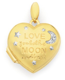 9ct+Two+Tone+18mm+Diamond-Set+Heart+Locket