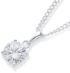 Sterling+Silver+Cubic+Zirconia+Pendant