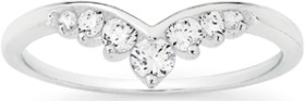 Sterling+Silver+Cubic+Zirconia+V+Ring