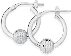 Sterling+Silver+Hoop+with+Sparkly+Ball+12mm+Earrings