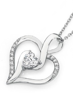 Sterling+Silver+Cubic+Zirconia+Twist+Heart+Pendant