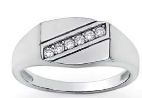 Sterling+Silver+Diagonal+Strip+Channel+Set+Cubic+Zirconia+Gents+Ring+in+Size+Z