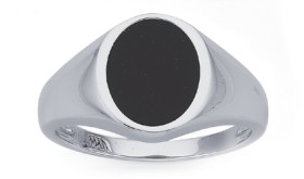 Sterling+Silver+Oval+Black+Agate+Ring