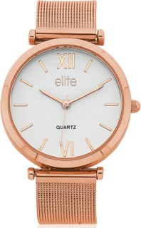 Elite+Rose+Tone+Mesh+Band+Ladies+Watch