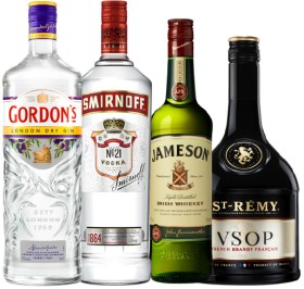 Gordon%26rsquo%3Bs+London+Dry+Gin%2C+Smirnoff+Vodka+1L%2C+Jameson+Irish+Whiskey+or+St-R%26eacute%3Bmy+Brandy+VSOP+700ml