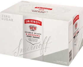 Smirnoff+Ice+Double+Black+Guarana+Zero+Sugar+7%25+12+x+250ml+Cans